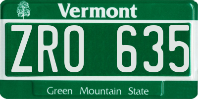 VT license plate ZRO635