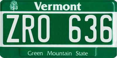 VT license plate ZRO636