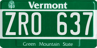 VT license plate ZRO637
