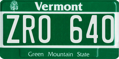 VT license plate ZRO640