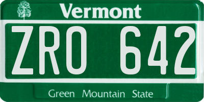 VT license plate ZRO642