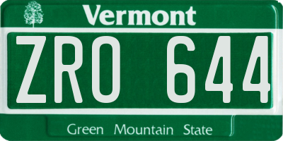 VT license plate ZRO644