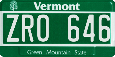 VT license plate ZRO646