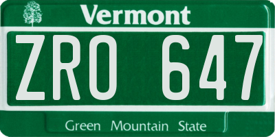 VT license plate ZRO647