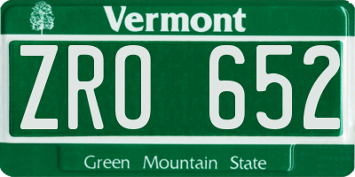 VT license plate ZRO652