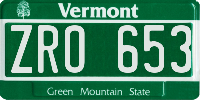 VT license plate ZRO653