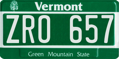 VT license plate ZRO657