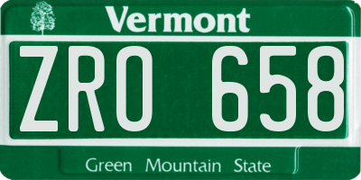 VT license plate ZRO658