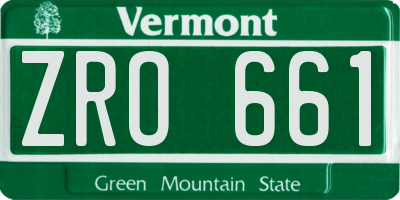 VT license plate ZRO661