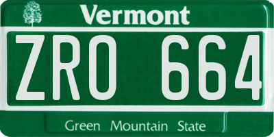 VT license plate ZRO664