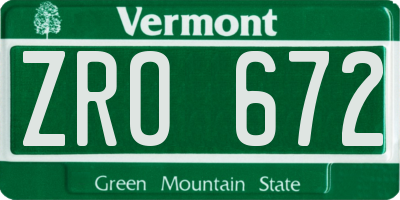 VT license plate ZRO672