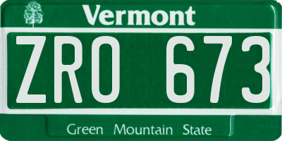VT license plate ZRO673