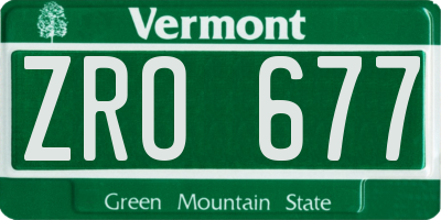 VT license plate ZRO677