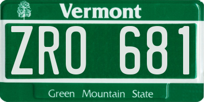 VT license plate ZRO681