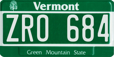 VT license plate ZRO684