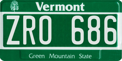 VT license plate ZRO686