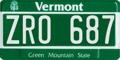 VT license plate ZRO687