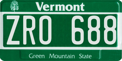 VT license plate ZRO688