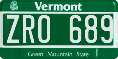 VT license plate ZRO689