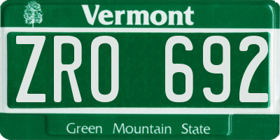 VT license plate ZRO692