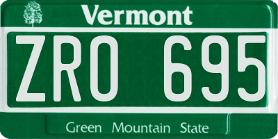 VT license plate ZRO695