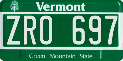 VT license plate ZRO697