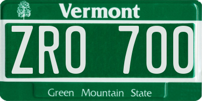 VT license plate ZRO700