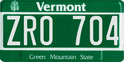 VT license plate ZRO704