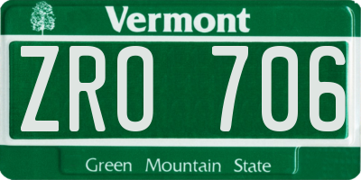 VT license plate ZRO706