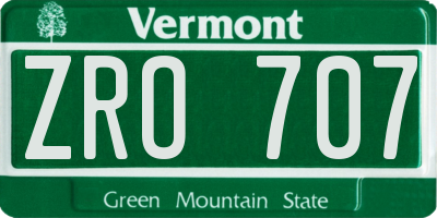 VT license plate ZRO707