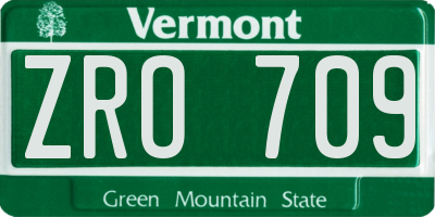 VT license plate ZRO709