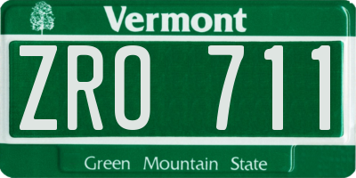VT license plate ZRO711