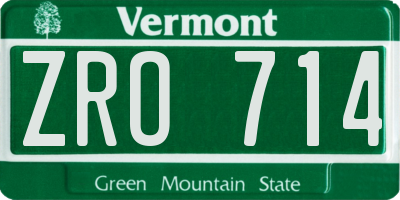 VT license plate ZRO714