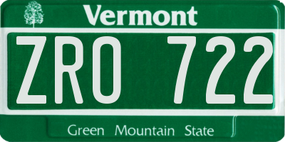 VT license plate ZRO722