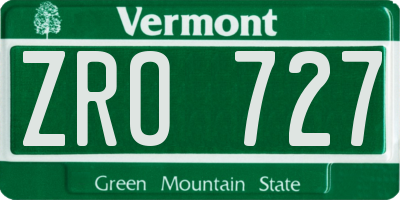 VT license plate ZRO727