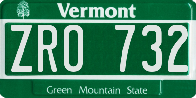 VT license plate ZRO732