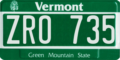 VT license plate ZRO735