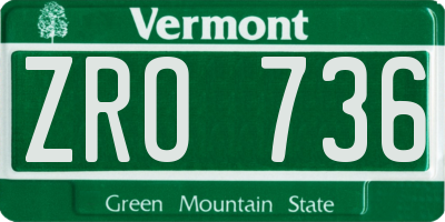 VT license plate ZRO736