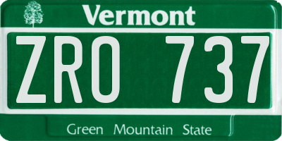 VT license plate ZRO737