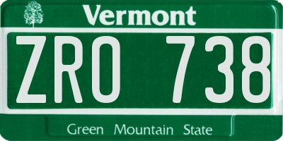 VT license plate ZRO738