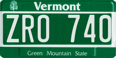 VT license plate ZRO740