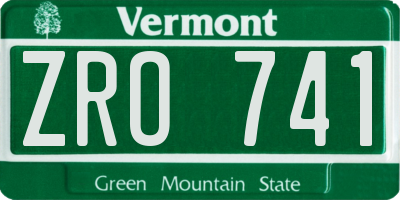 VT license plate ZRO741
