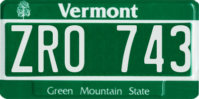 VT license plate ZRO743