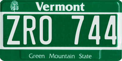 VT license plate ZRO744