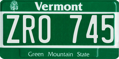 VT license plate ZRO745