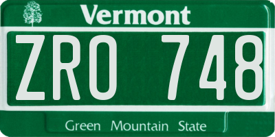 VT license plate ZRO748