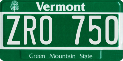 VT license plate ZRO750