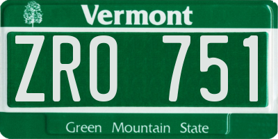 VT license plate ZRO751