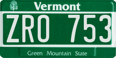 VT license plate ZRO753