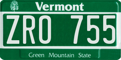 VT license plate ZRO755